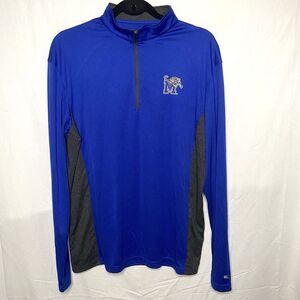 MEMPHIS TIGERS Basketball Pullover Lightweight 1/4 Zip Long Sleeve Mens M Blue